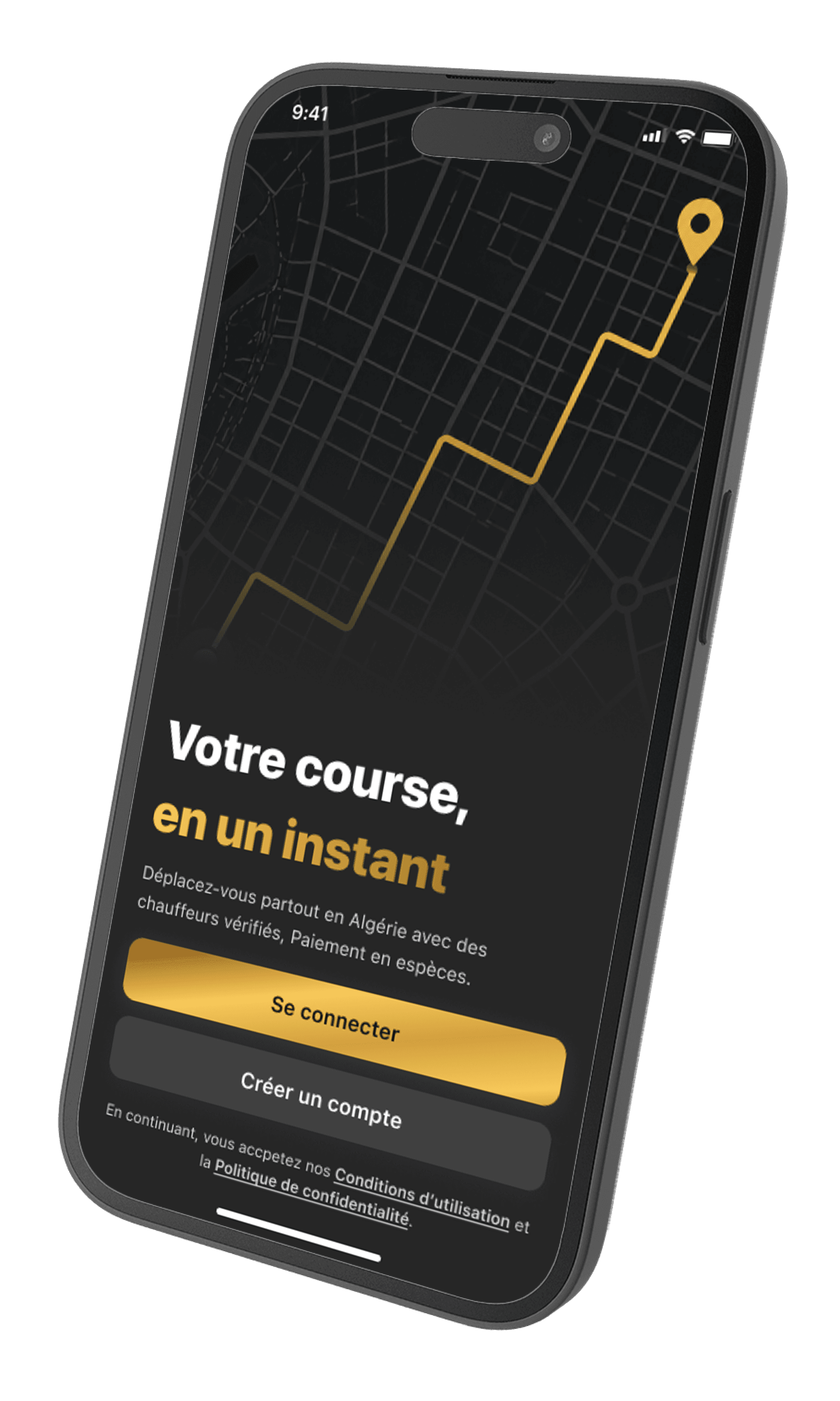 Application GOVA — écran « Votre course, en un instant »